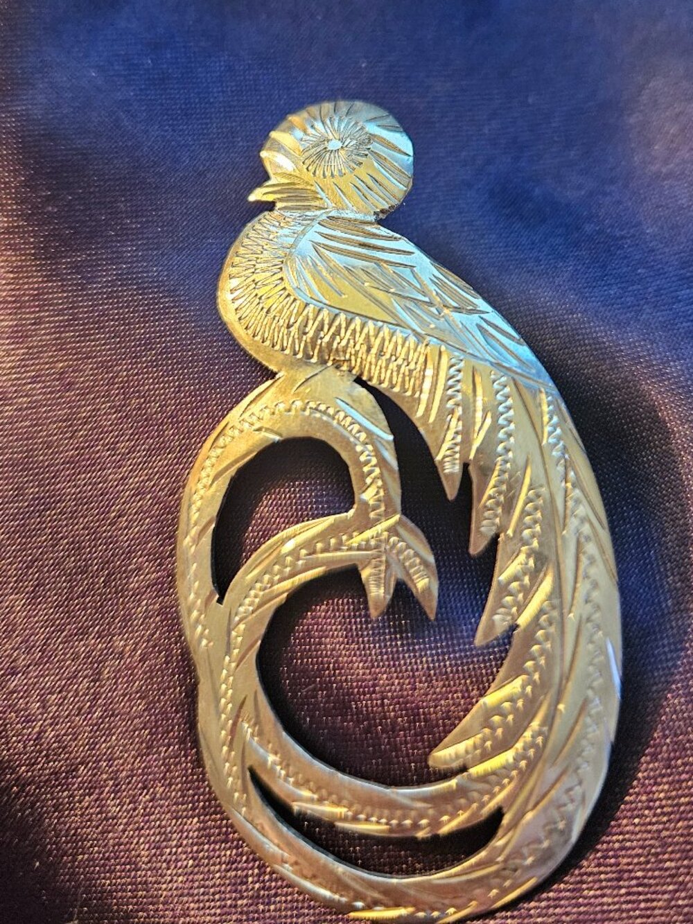 Vintage Silver Guatemala Quetzal bird brooch - marked GUATE 900